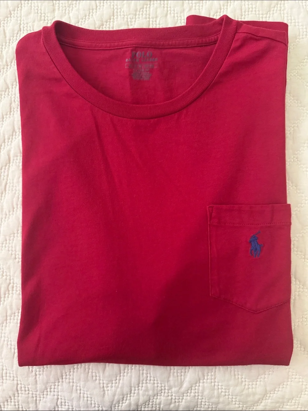 Polo Ralph Laure Red Pocket Crewneck T-Shirt